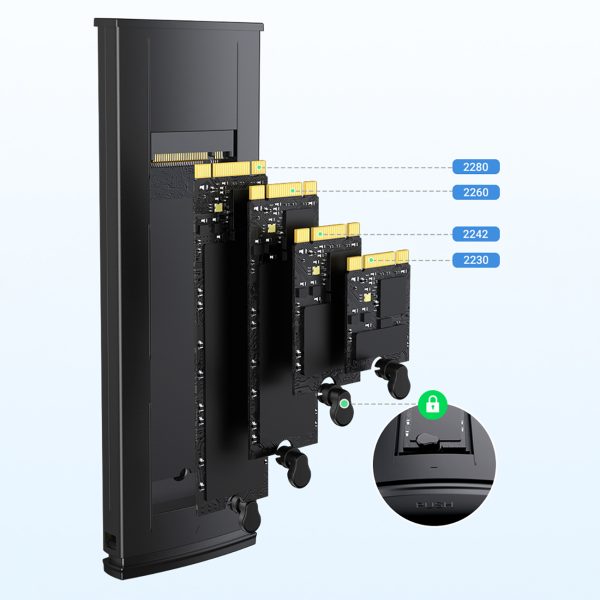 M.2 NVMe 10Gbps diska slota korpuss + USB-C - USB-A / USB-C - USB-C kabelis - melns