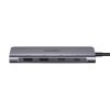 6in1 centrmezgla adapteris USB-C - HDMI USB-A USB-C PD SD TF lasītājs - pelēks