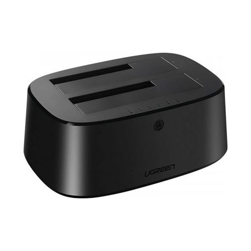 Dokstacija SATA 2.5'' 3.5'' SSD HHD diskdziņiem ar USB 3.0 ES barošanas bloku - melna