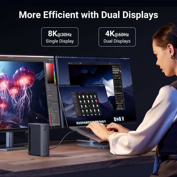 13in1 Thunderbolt 4 dokstacija / USB-A / DP / RJ45 / SD TF lasītājs / USB-C / Mini ligzda