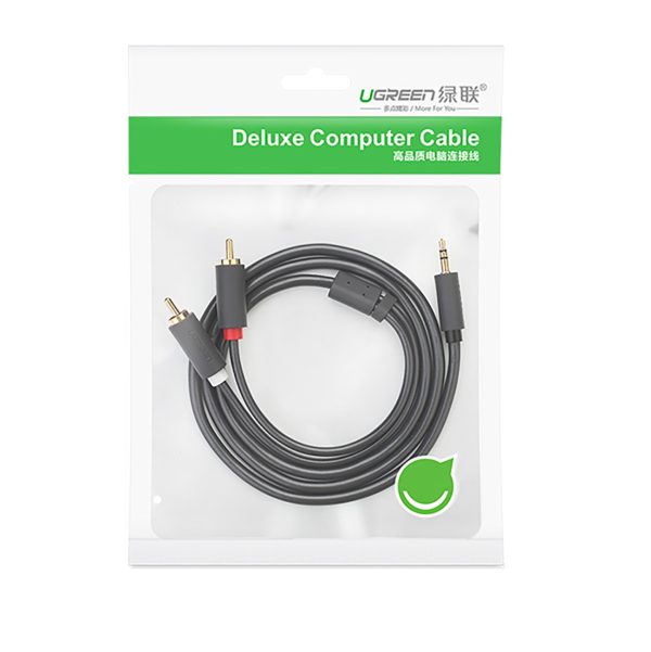 Audio kabelis 3,5 mm mini ligzda (vīriešu) - 2RCA (vīriešu) 1 m - pelēks