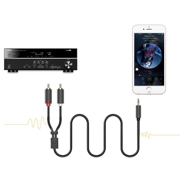 Audio kabelis 3,5 mm mini ligzda (vīriešu) - 2RCA (vīriešu) 1 m - pelēks
