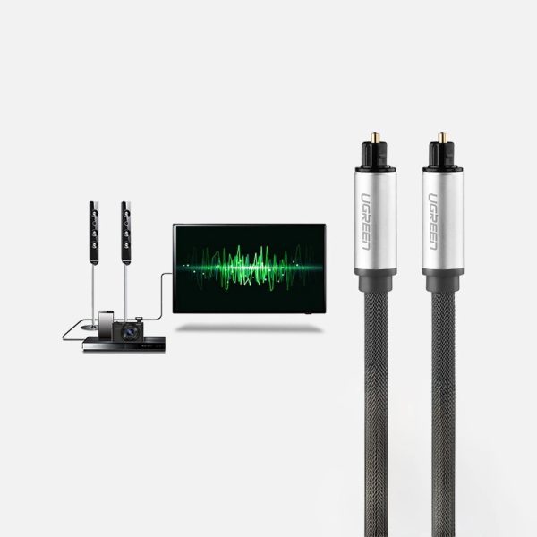 Audio optiskās šķiedras Toslink SPDIF kabelis 1,5 m - pelēks
