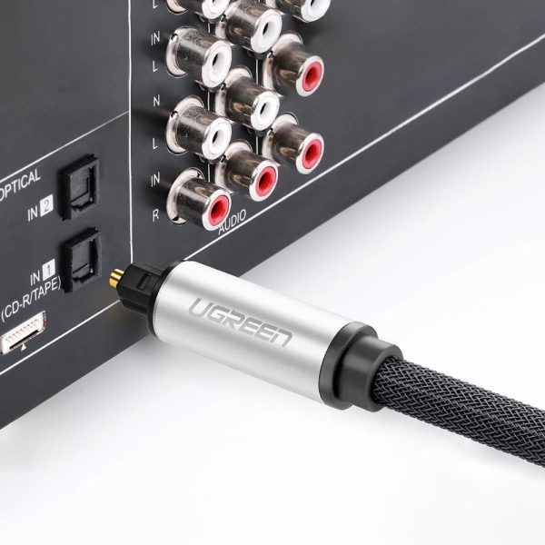 Audio optiskās šķiedras Toslink SPDIF kabelis 1,5 m - pelēks