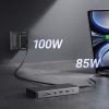 13in1 centrmezgla adapteris USB-C - USB-A / USB-C / HDMI / DisplayPort / RJ45 / SD TF / AUX / USB-C PD - pelēks