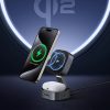 3in1 MagSafe Qi2 USB-C bezvadu lādētājs tālruņa austiņām - melns