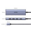 6in1 centrmezgla adapteris USB-C - HDMI / USB-A / SD TF karšu lasītājs - pelēks