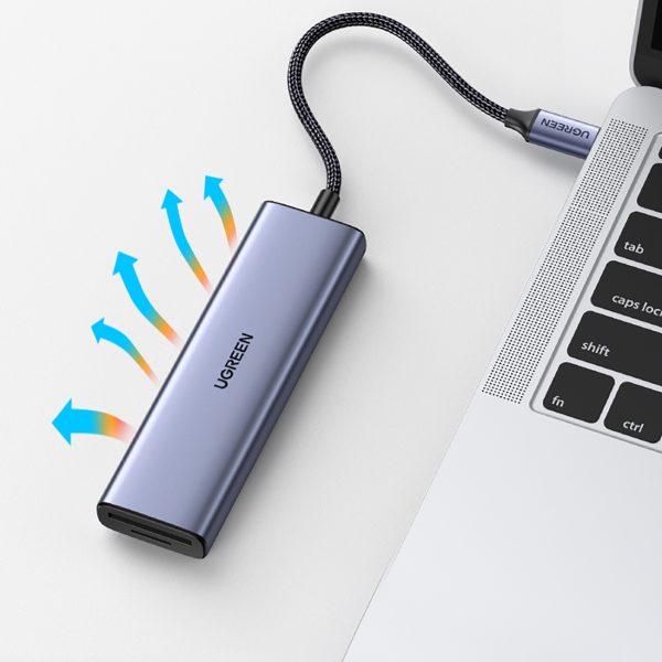 6in1 centrmezgla adapteris USB-C - HDMI / USB-A / SD TF karšu lasītājs - pelēks
