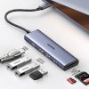 6in1 centrmezgla adapteris USB-C - HDMI / USB-A / SD TF karšu lasītājs - pelēks