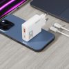 GaN 30W USB-A - USB-C sienas lādētājs ar USB-C kabeli - balts