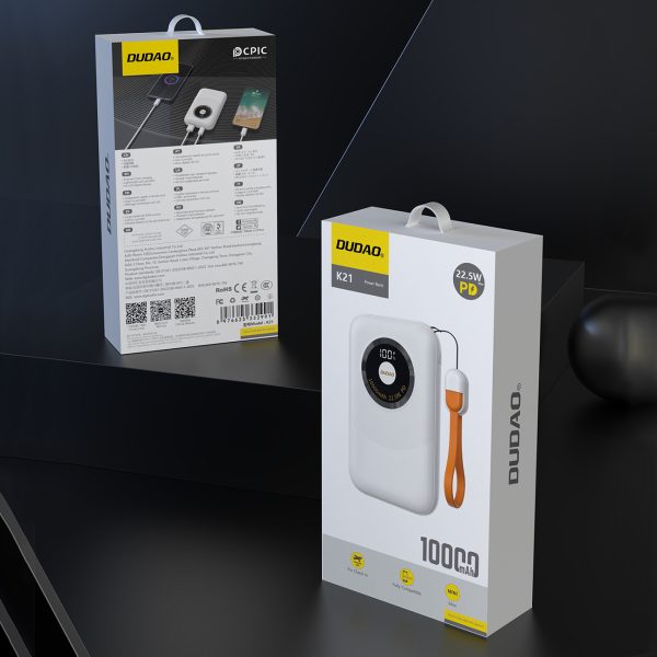 Powerbank K21 Mini 10000mAh 22.5W USB-A / USB-C - bēšs