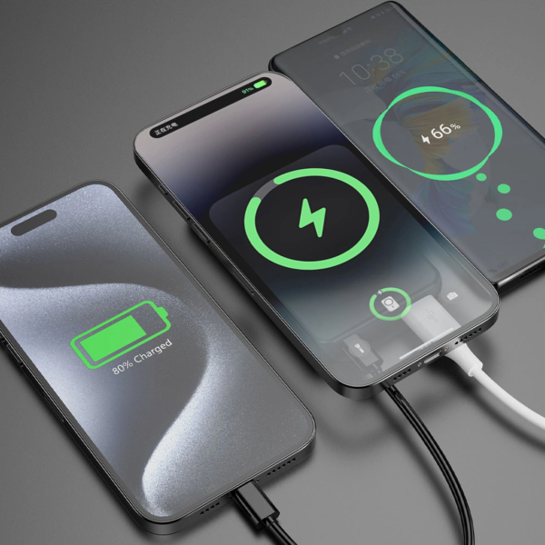 Powerbank K14S+ 10000mAh ar 20W USB-A / USB-C / MagSafe statīvu - melns