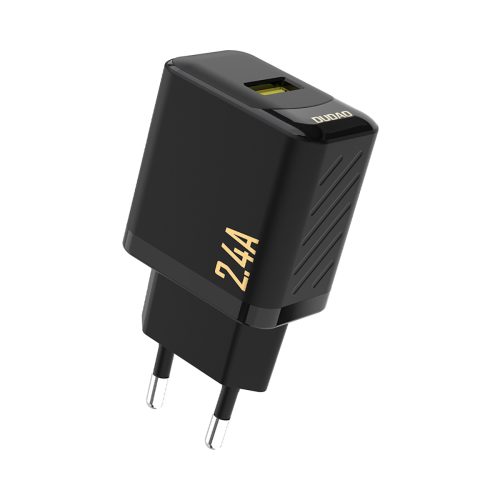 2.4A USB-A sienas lādētājs - melns