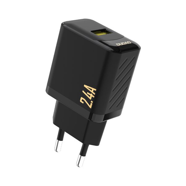 2.4A USB-A sienas lādētājs - melns
