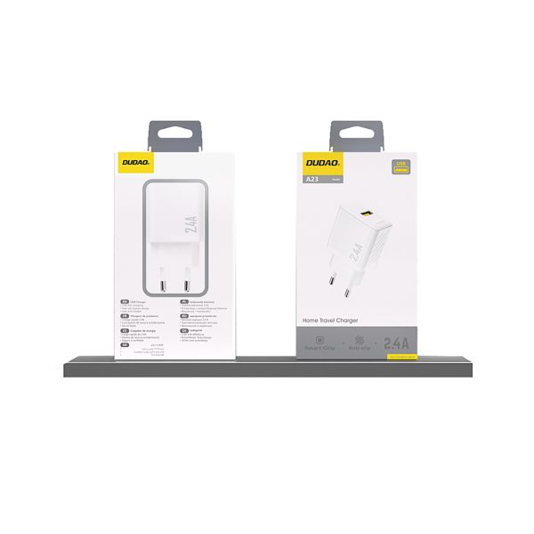 2.4A USB-A sienas lādētājs - balts
