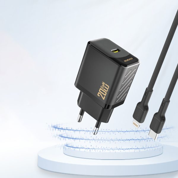 PD20W GaN USB-C sienas lādētājs - melns