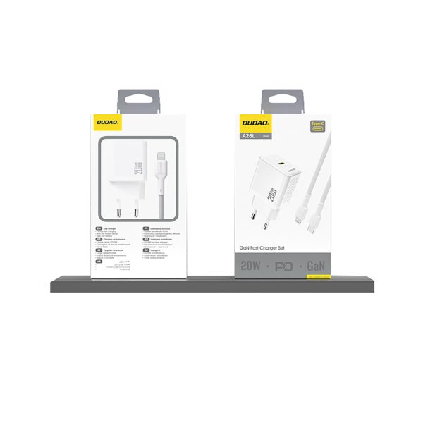 PD20W GaN USB-C sienas lādētājs - balts