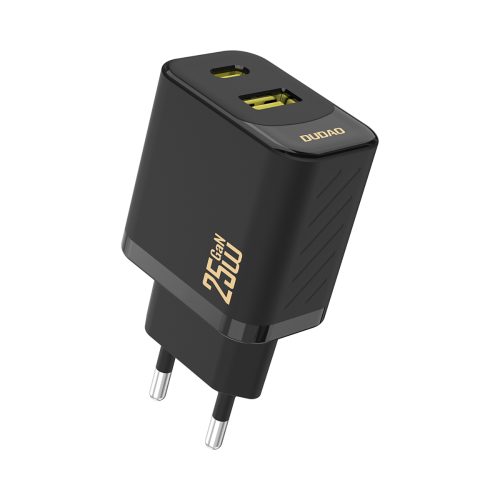 25 W ātrs sienas lādētājs USB-A USB-C - melns