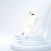 25 W USB-A USB-C ātrās uzlādes sienas lādētājs — balts