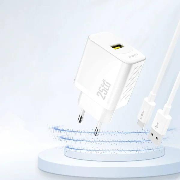 GaN 25W USB-A sienas lādētājs - balts