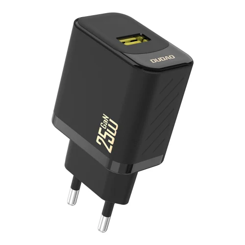 GaN 25W USB-A sienas lādētājs - melns