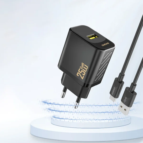 GaN 25W USB-A sienas lādētājs - melns