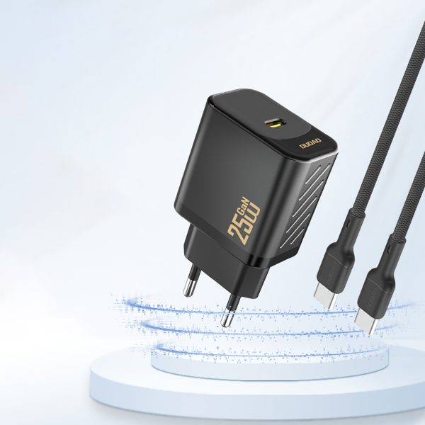 25 W GaN USB-C sienas lādētājs - melns