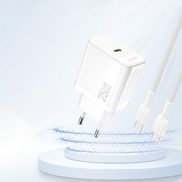 25 W GaN USB-C sienas lādētājs — balts