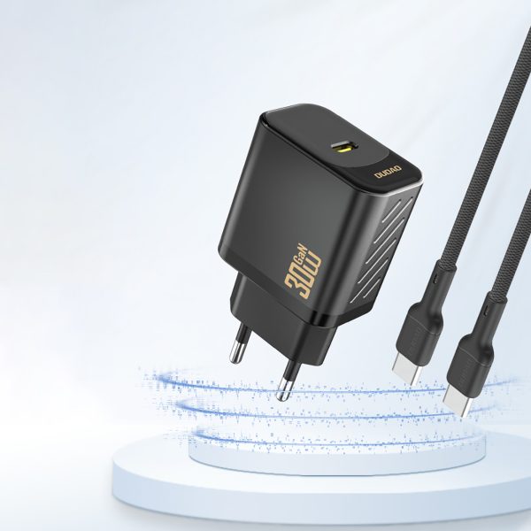 30 W PD GaN USB-C ātrās uzlādes sienas lādētājs - melns