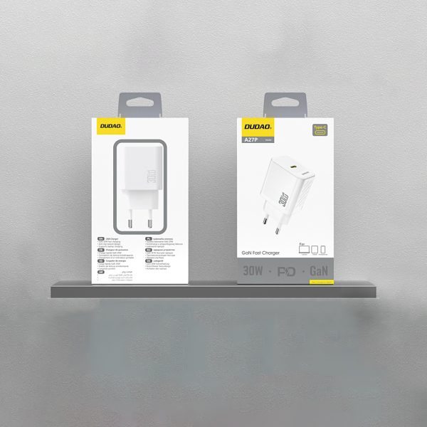 30 W PD GaN USB-C ātrās uzlādes sienas lādētājs - balts