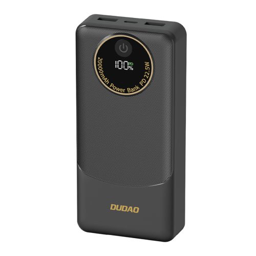 Powerbank K12Pro 20000mAh 22.5W PD USB-A USB-C - melns