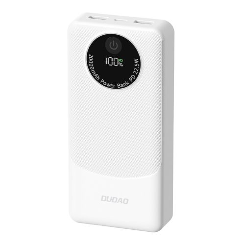 Powerbank K12Pro 20000mAh 22.5W PD USB-A USB-C - balts