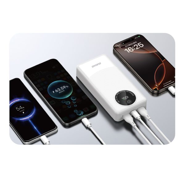 Powerbank K12Pro 20000mAh 22.5W PD USB-A USB-C - balts
