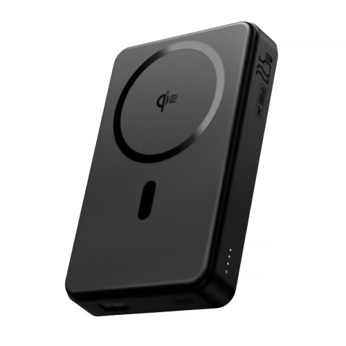 Powerbank Airpow II 10000mAh Qi2 MagSafe 22.5W ar USB-C kabeli 20V 3A 30cm - melns