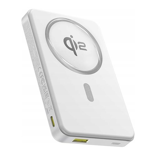 Powerbank Airpow II 10000mAh Qi2 MagSafe 22.5W ar USB-C kabeli 20V 3A 30cm - balts