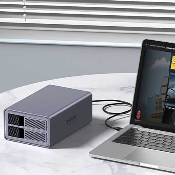 9828RU3 disku masīvs ar RAID kontrolieri 2 x 2,5 collu / 3,5 collu SATA HDD / SSD diskiem - pelēks