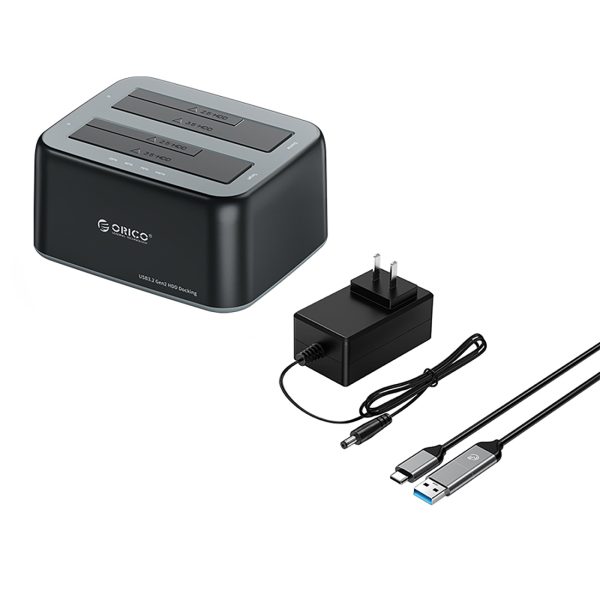 6829C3 dokstacija 2 x 2,5 collu / 3,5 collu SATA HDD / SSD diskiem - melna