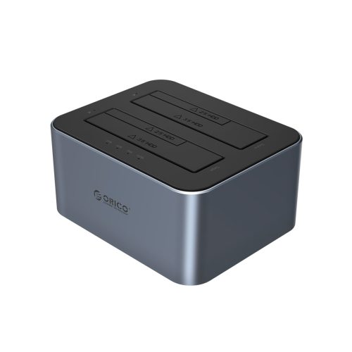 6626C3-C-V1 bezsaistes klonēšanas dokstacija 2 x 2,5 collu / 3,5 collu SATA HDD / SSD diskiem - pelēka