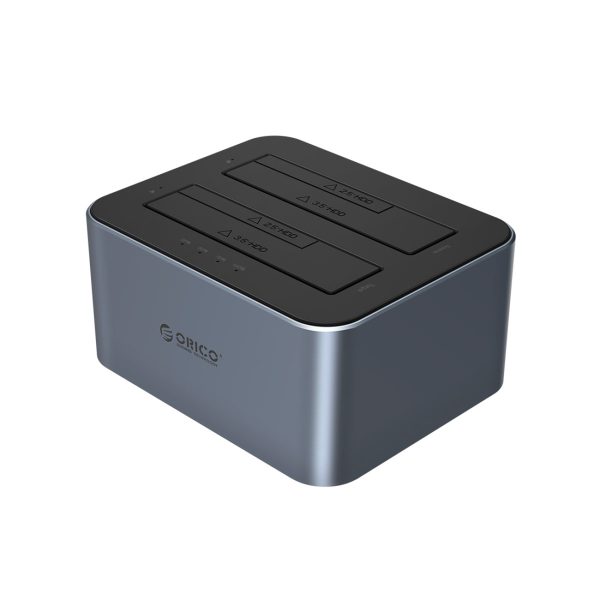 6626C3-C-V1 bezsaistes klonēšanas dokstacija 2 x 2,5 collu / 3,5 collu SATA HDD / SSD diskiem - pelēka