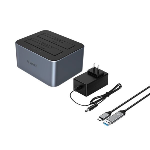 6626C3-C-V1 bezsaistes klonēšanas dokstacija 2 x 2,5 collu / 3,5 collu SATA HDD / SSD diskiem - pelēka