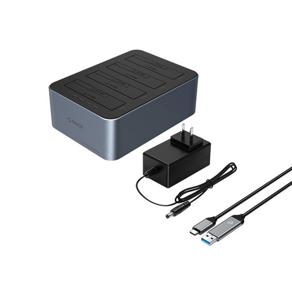 6646C3-C bezsaistes klonēšanas dokstacija 4 x 2,5 collu / 3,5 collu SATA HDD / SSD diskiem - pelēka