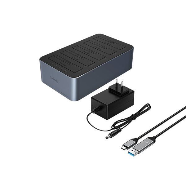 6656C3-C bezsaistes klonēšanas dokstacija 5 x 2,5 collu / 3,5 collu SATA HDD / SSD diskiem - pelēka