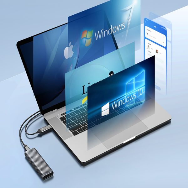 AM2C3-G2 M.2 NVME USB-C diska korpuss — pelēks