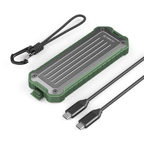 OTPX-G2 M.2 NVMe / SATA SSD USB-C Tactical pastiprinātais diska nodalījums - pelēkzaļš