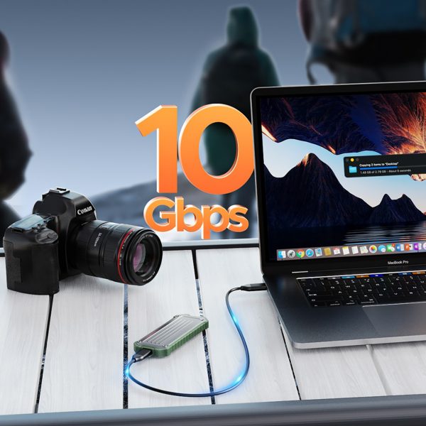 OTPX-G2 M.2 NVMe / SATA SSD USB-C Tactical pastiprinātais diska nodalījums - pelēkzaļš