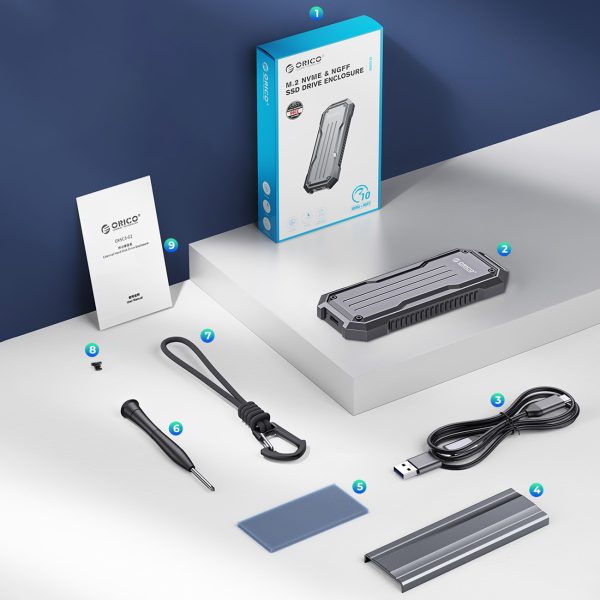 OXS2C3-G2 M.2 NVMe / SATA SSD USB-C pastiprināts taktiskais diska nodalījums - pelēks