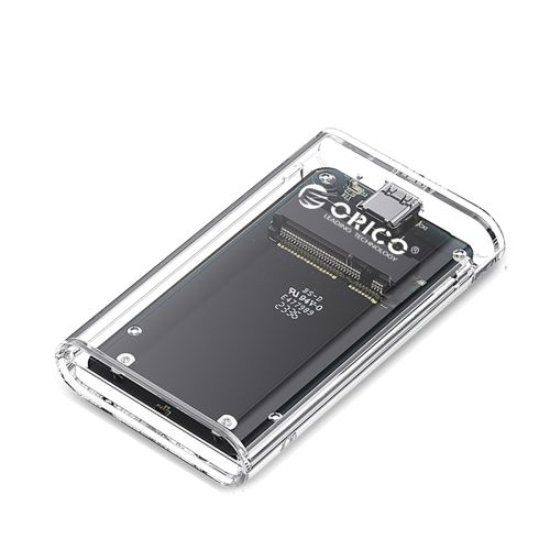 TC10-MS MSATA USB-C 5Gb/s diska korpuss — caurspīdīgs