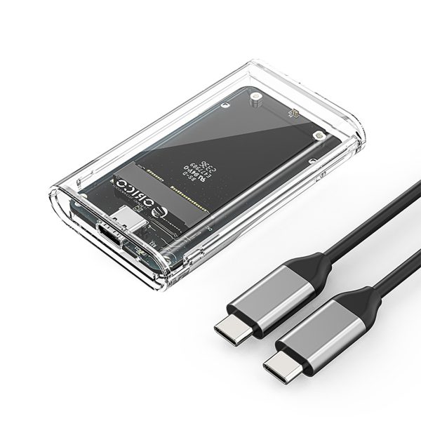 TC10-MS MSATA USB-C 5Gb/s diska korpuss — caurspīdīgs