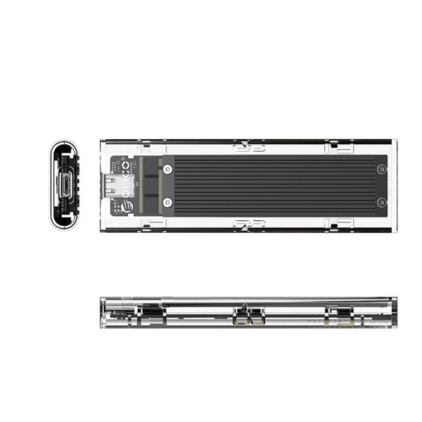 TCM2-C3 M.2 NVME USB-C 10Gb/s diska korpuss - melns/caurspīdīgs
