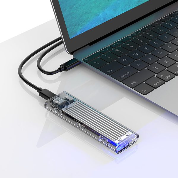 TCM2-C3 M.2 NVME USB-C 10Gb/s diska korpuss - pelēks-caurspīdīgs